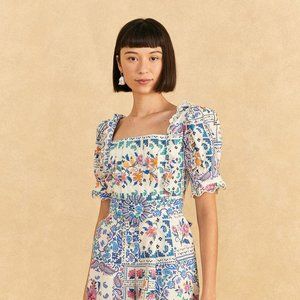 NWT-FARM RIO   Off-White Romantic Bandanas Organic Cotton Romper